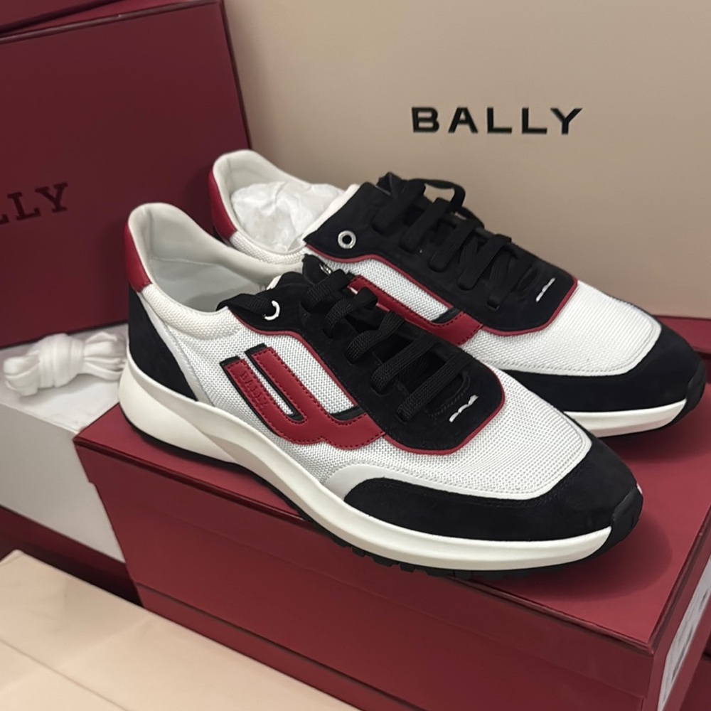 Bally Black and Red Sneakers with Chunky Midsole
